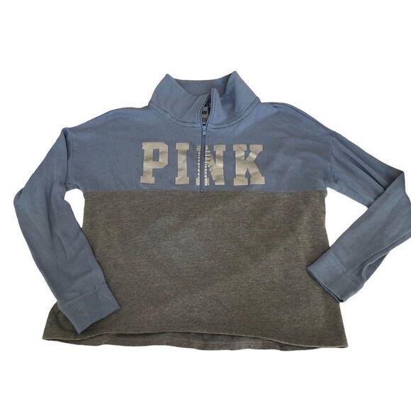 Victoria's Secret PINK Women's M Medium Sweatshirt Silver Blue Gray - Picture 1 of 8